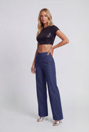 Brinley Metallic Waxed Crop Top