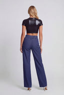 Brinley Metallic Waxed Crop Top