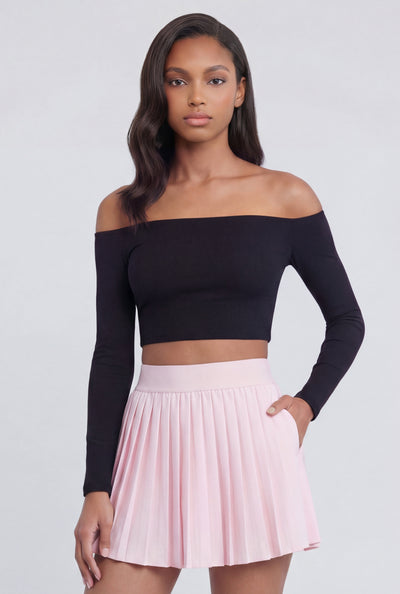 Soft Knit Off The Shoulder Crop Top