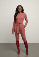 Tie Front Textured Knit Blouse