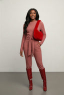 Tie Front Textured Knit Blouse