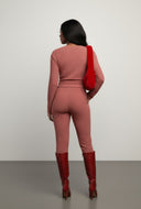 Tie Front Textured Knit Blouse