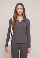 Josephine Rib Knit Polo Top