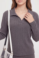 Josephine Rib Knit Polo Top