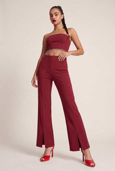 Slit Front Flare Pants
