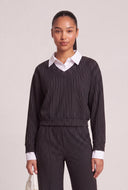 Calla Layered Look Pinstripe Top