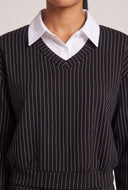Calla Layered Look Pinstripe Top