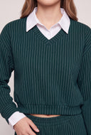 Calla Layered Look Pinstripe Top
