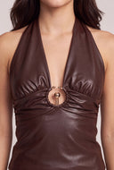 Vegan Leather Halter Top