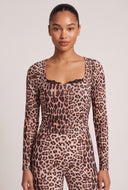 Leopard Mesh Long Sleeve Top