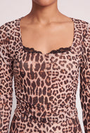 Leopard Mesh Long Sleeve Top