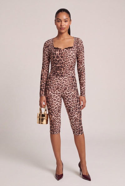 Leopard Mesh Skinny Capris