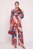 Leaf Print Button Front Shirt