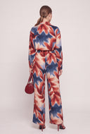 Leaf Print Wide Leg Pants