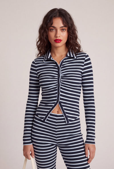 Jessie Striped Button Front Top
