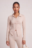 Demi Ruched Button Front Top