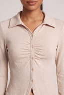 Demi Ruched Button Front Top