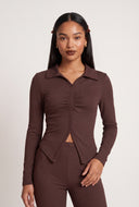 Demi Ruched Button Front Top