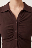 Demi Ruched Button Front Top