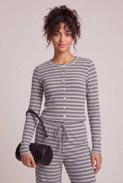 Striped Button Front Top
