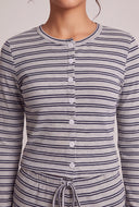 Striped Button Front Top
