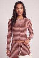 Striped Button Front Top