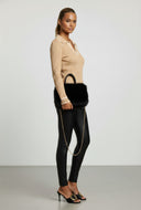 Kiera Contrast Rib Knit Polo Collar Sweater