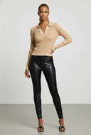 Kiera Contrast Rib Knit Polo Collar Sweater