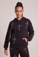 Glam Cross Drawstring Hoodie