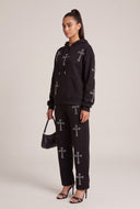Glam Cross Drawstring Hoodie