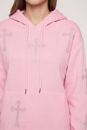 Glam Cross Drawstring Hoodie