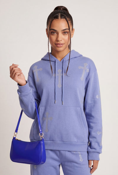 Glam Cross Drawstring Hoodie