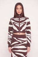 Zebra Mock Neck Crop Sweater