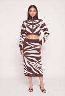 Zebra Mock Neck Crop Sweater
