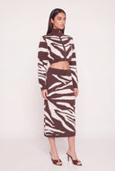 Zebra Mock Neck Crop Sweater