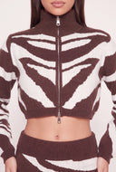 Zebra Mock Neck Crop Sweater