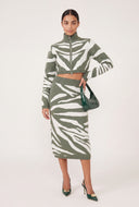 Zebra Mock Neck Crop Sweater