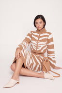 Zebra Mock Neck Crop Sweater