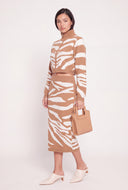 Zebra Mock Neck Crop Sweater