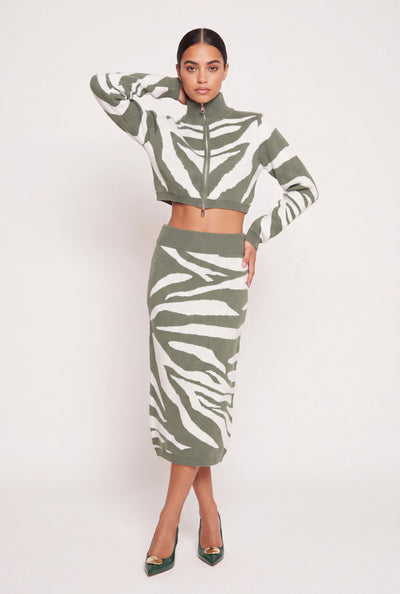 Zebra Midi Skirt