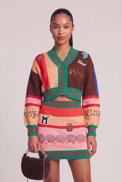 Patch Crop Cardigan