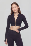 Ribbed Zip Up Cropped Track Jacket