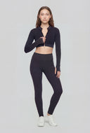Ribbed Zip Up Cropped Track Jacket