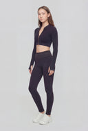 Ribbed Zip Up Cropped Track Jacket