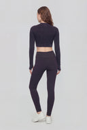 Ribbed Zip Up Cropped Track Jacket
