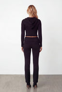 Esme Rib Knit Zip Crop Hooded Sweater