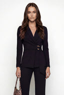 Kailany Crepe Knit Tie Waist Blazer Jacket