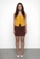 Button Front Crepe Knit Blazer Vest