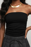 Zariyah Faux Suede Ruched Tube Top
