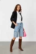 Eliza Open Front Faux Suede Blazer